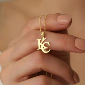 925 Ayar Gümüş Gold Renk Harfli Kolye Kişiye Özel